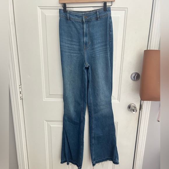 We The Free • Wide Leg Frayed Hem Mindy Rigid Flares High Rise Denim Jean Sz 26 - Picture 6 of 11